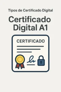 Certificado Digital A1 com selo dourado e cadeado, representando segurança e validade nos tipos de certificado digital