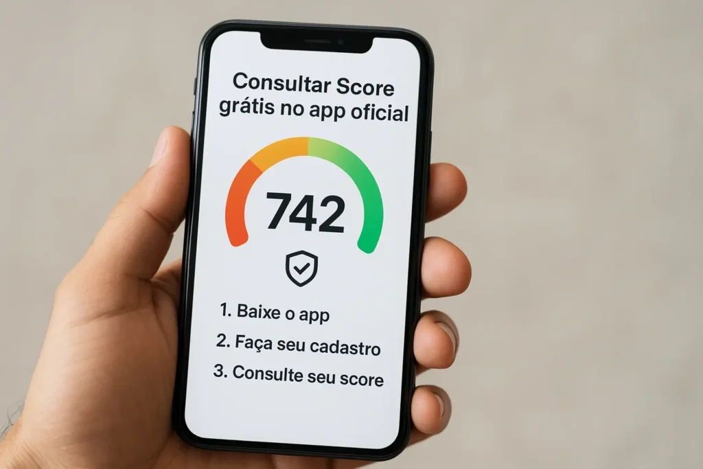 Pessoa consultando score grátis em 2025 no site oficial da Serasa pelo notebook, com pontuação em destaque na tela.