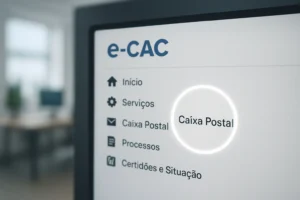 Detalhe da localização da Caixa Postal do DTE dentro do portal e-CAC da Receita Federal.