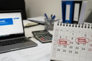 Detalhe mostrando a obrigatoriedade do DTE para empresas do Simples Nacional e MEI em um calendário.