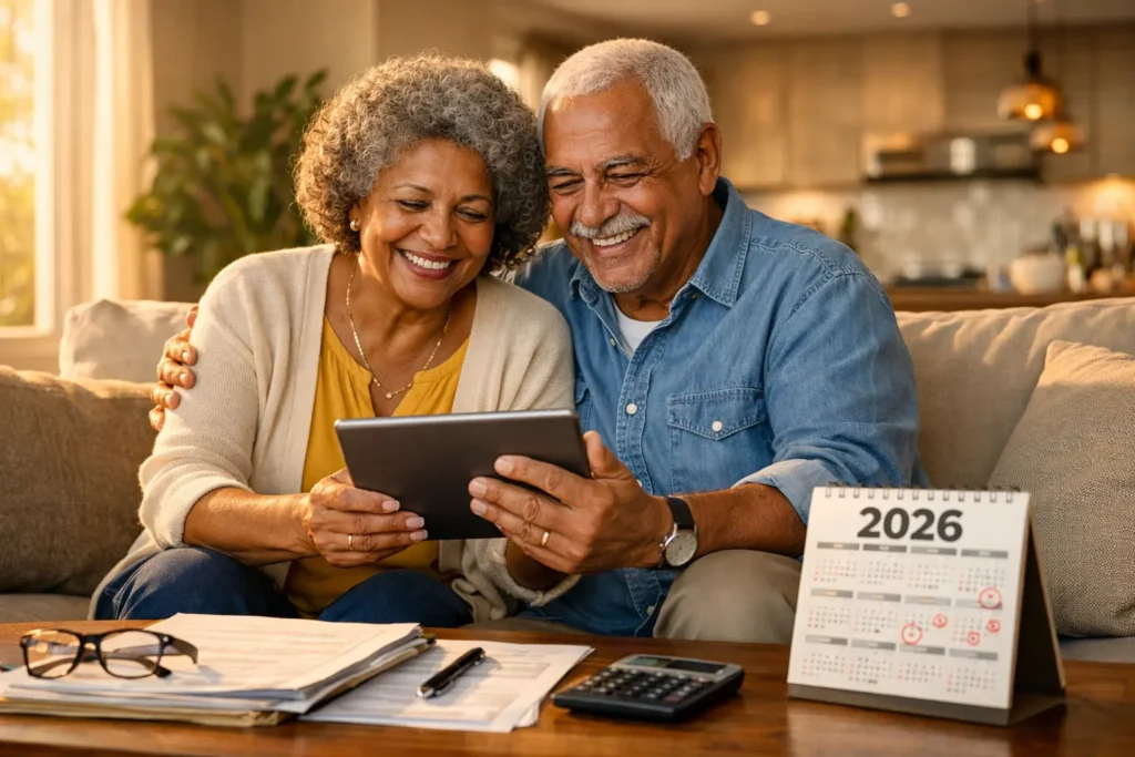 Guia completo do INSS 2026 mostrando planejamento de aposentadoria, benefícios e revisões para segurados.