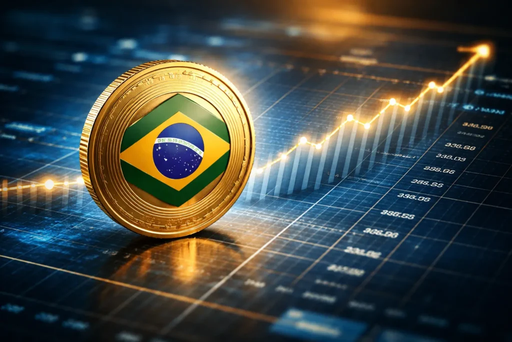 Título do Tesouro Nacional sobre gráfico de rendimento ascendente.