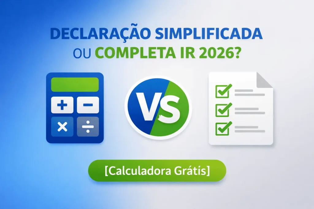 Comparação entre declaração simplificada e completa do Imposto de Renda 2026 com calculadora