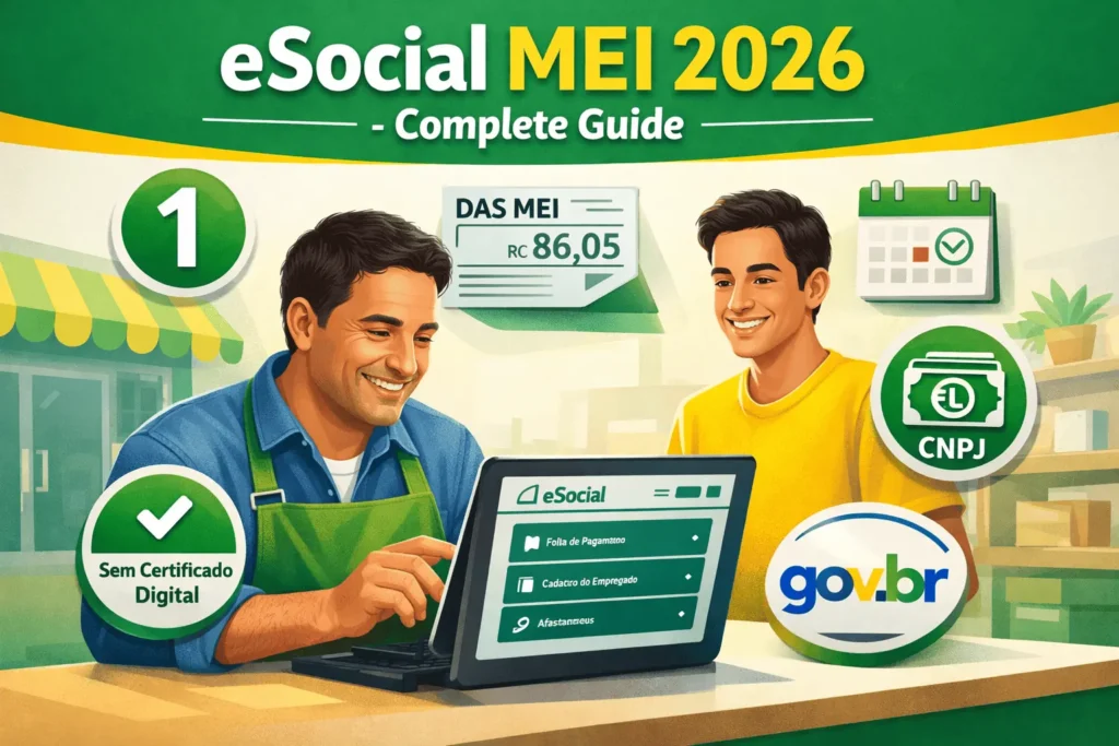 MEI acessando eSocial Web 2026 para cadastrar empregado usando Gov.br sem certificado digital