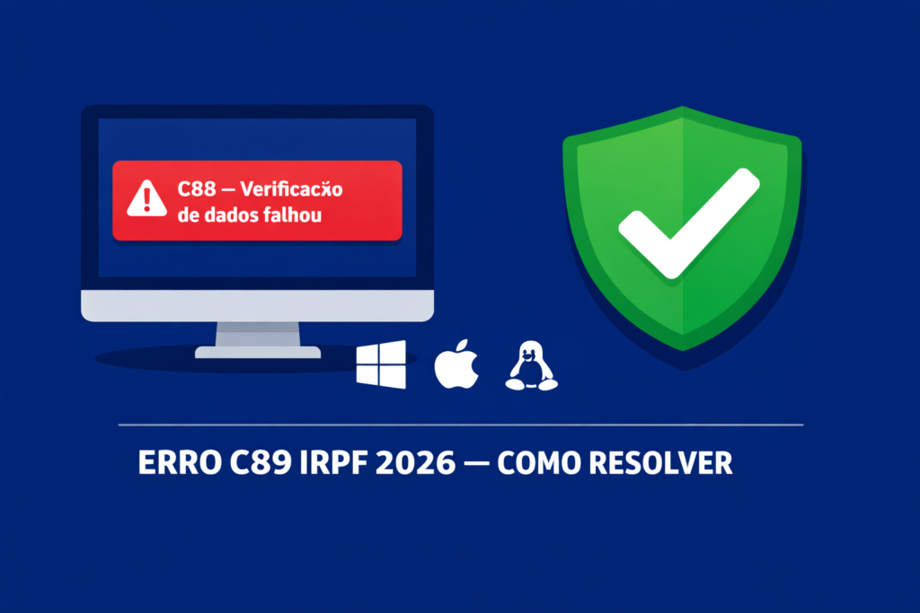 Erro C89 IRPF 2026 — tela de erro de transmissão com solução passo a passo