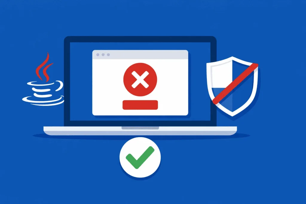 Tela de erro ao instalar o programa IRPF 2026 no Windows com solução de problemas de Java e antivírus