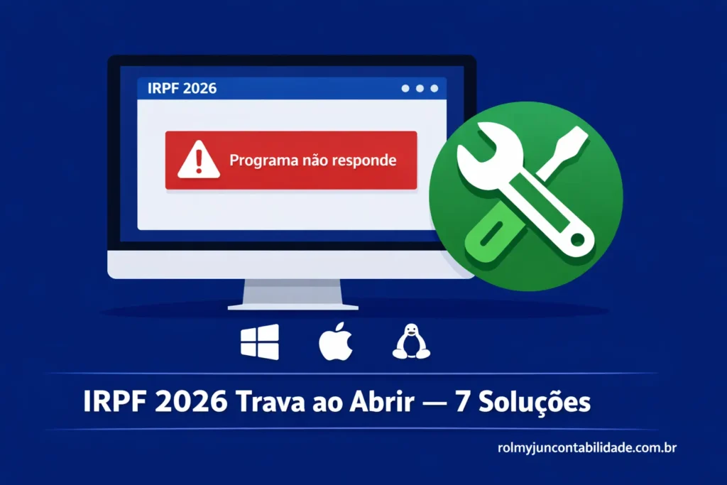Programa IRPF 2026 travando ao abrir — 7 soluções para Windows, Mac e Linux