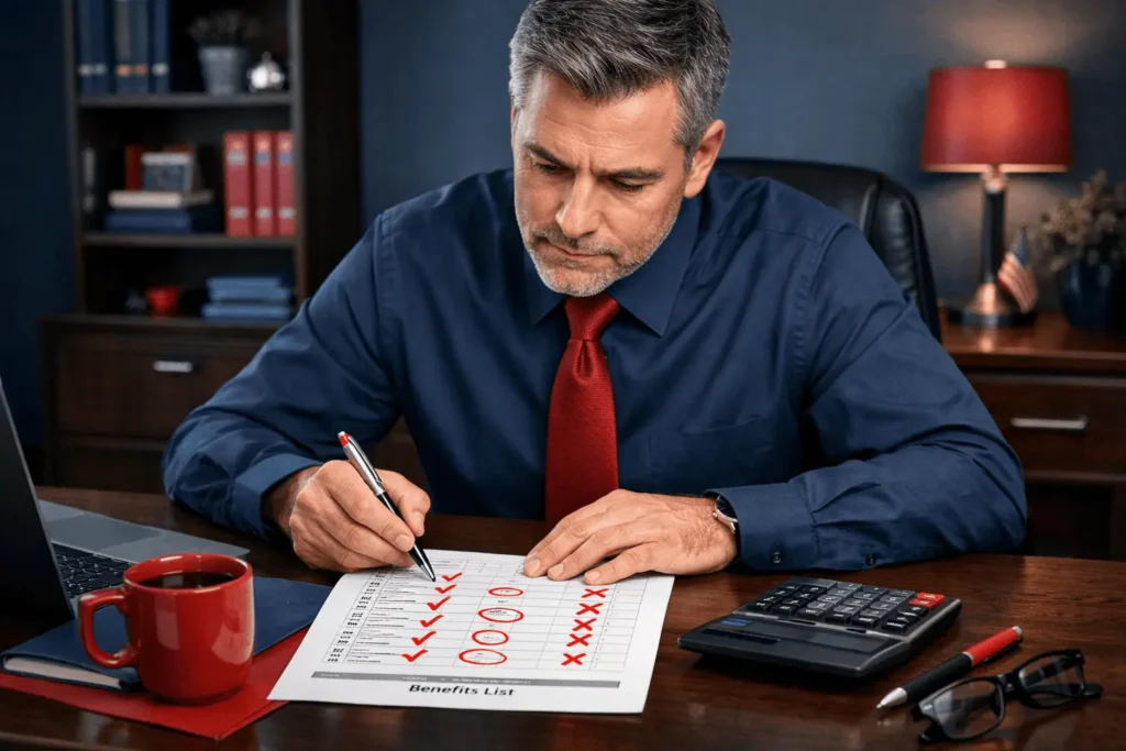 Empresário analisando tabela de benefícios fiscais cortados pela LC 224/2025